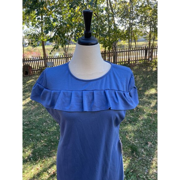 Blue Ruffled Dress X-Large Neesees Dresses Boutique Short Sleeve Polyester/Rayon - Picture 2 of 8